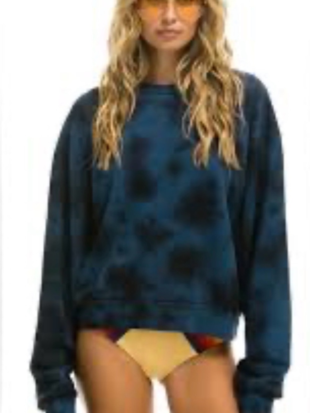 Aviator Nation Hand-dyed Crew Sweatshirt Womens Medium Blue Tie-Dye